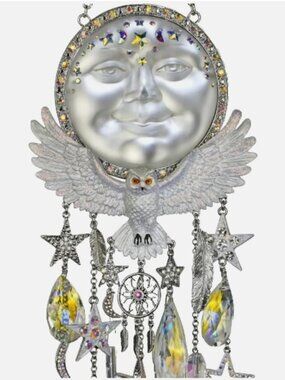 Kirks Folly Wind Chime Spirit Of The Great Snowy Owl Dreamcatcher Moon ST Rare